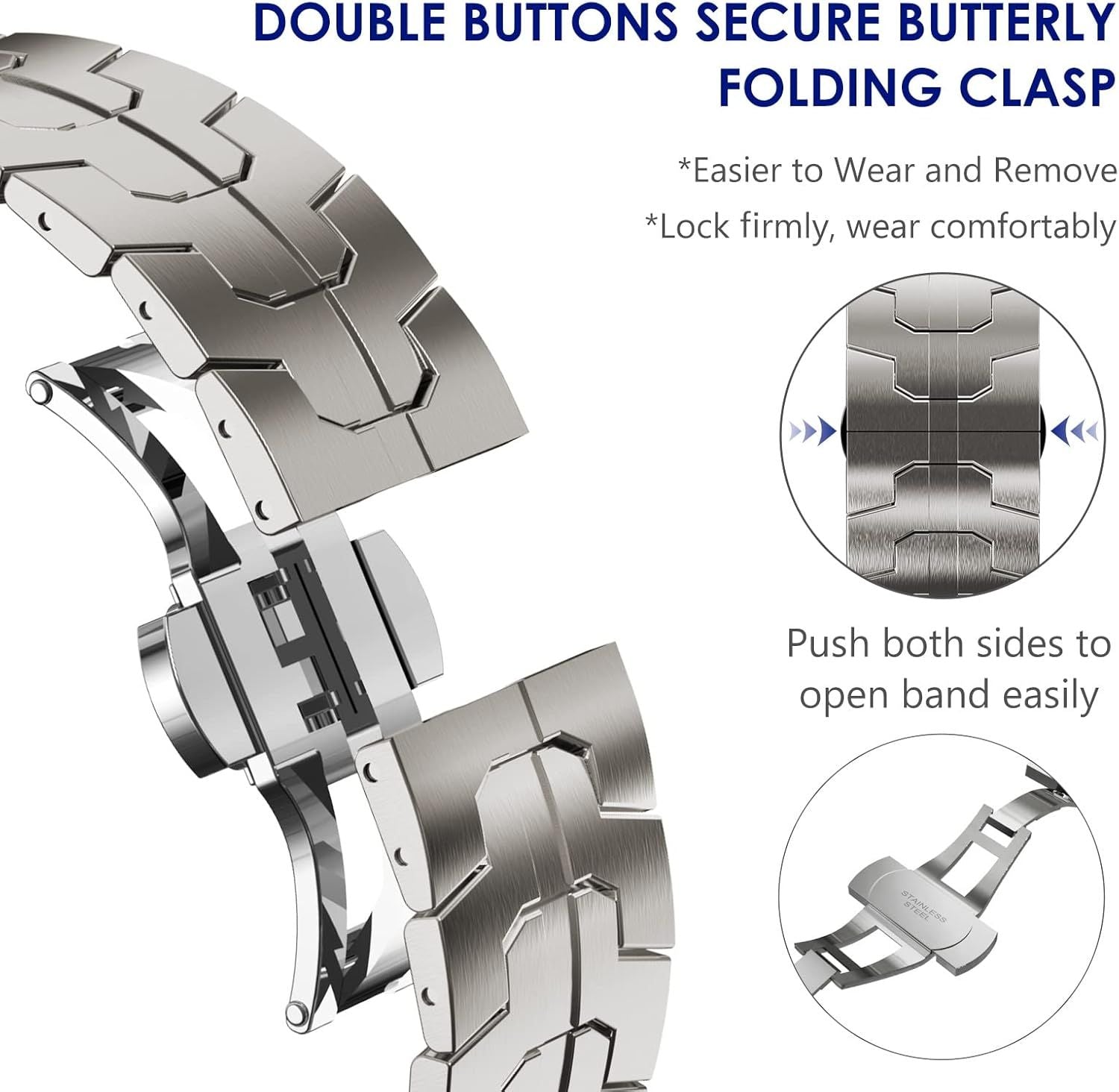 Stainless Steel Watch Band Compatible with Apple Watch Ultra Series Black, 42mm 44mm 45mm 49mm