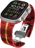 Stainless Steel Watch Band Compatible with Apple Watch Ultra Series Red Gold, 42mm 44mm 45mm 49mm