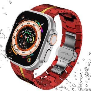 Stainless Steel Watch Band Compatible with Apple Watch Ultra Series Red Gold, 42mm 44mm 45mm 49mm