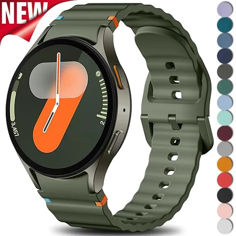 No Gap Sport Silicone Watch Band Compatible with Samsung Galaxy Watch 7 FE 5 Pro 6 4 Classic Orange SM7 NO, 40mm 44mm