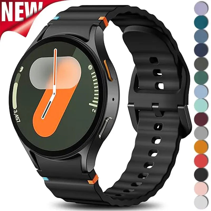 No Gap Sport Silicone Watch Band Compatible with Samsung Galaxy Watch 7 FE 5 Pro 6 4 Classic Starlight SM7 NO, 40mm 44mm
