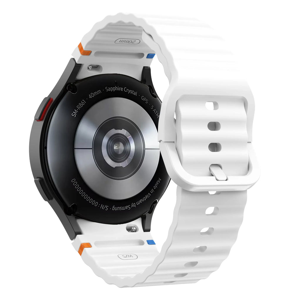 Silicone Watch Band Compatible with Samsung Galaxy Watch 4 Classic White, 42mm 46mm