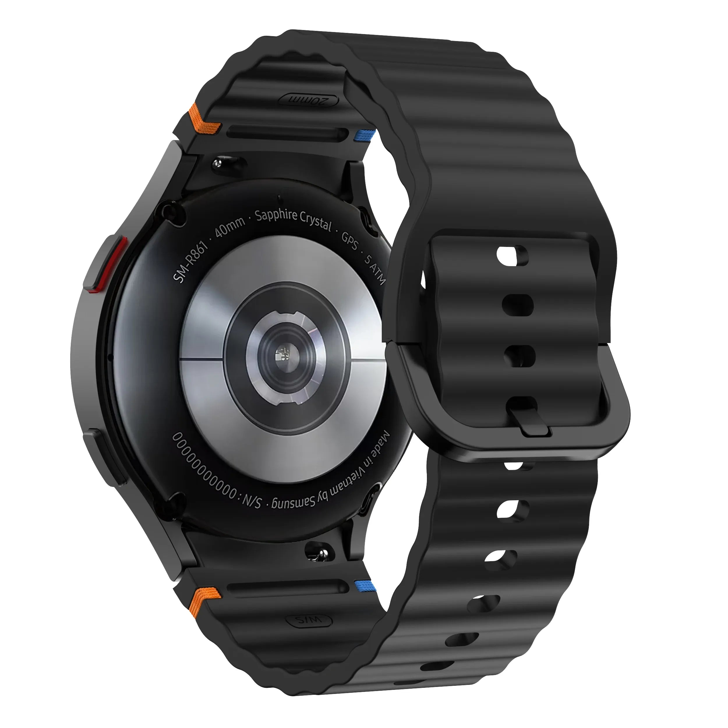 Silicone Watch Band Compatible with Samsung Galaxy Watch 6 Classic Black, 42mm 46mm