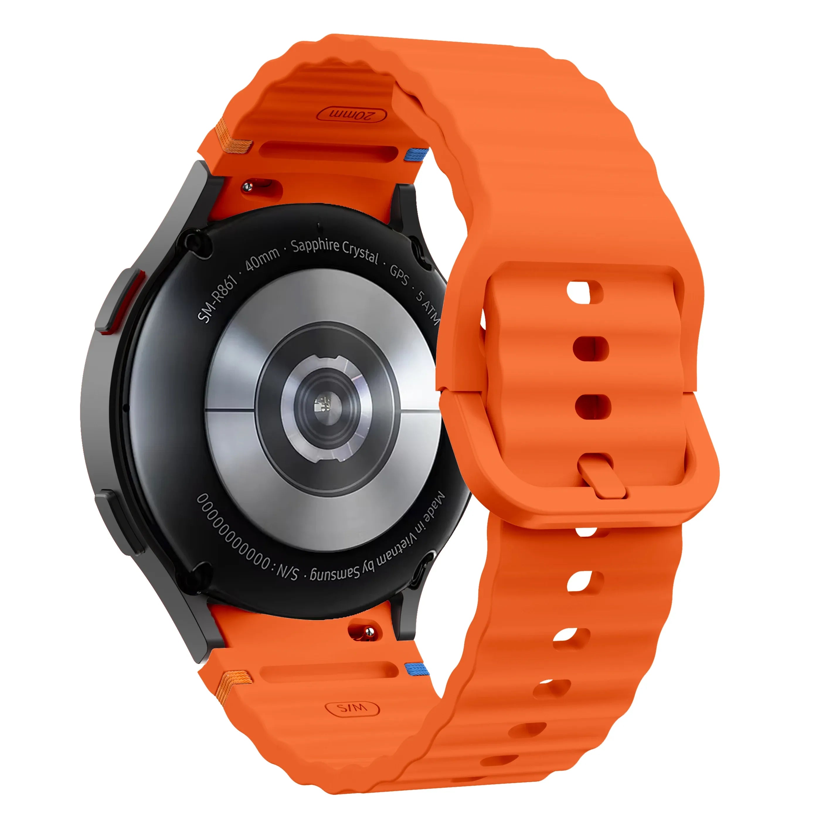 Silicone Watch Band Compatible with Samsung Galaxy Watch 6 Classic Orange, 42mm 46mm