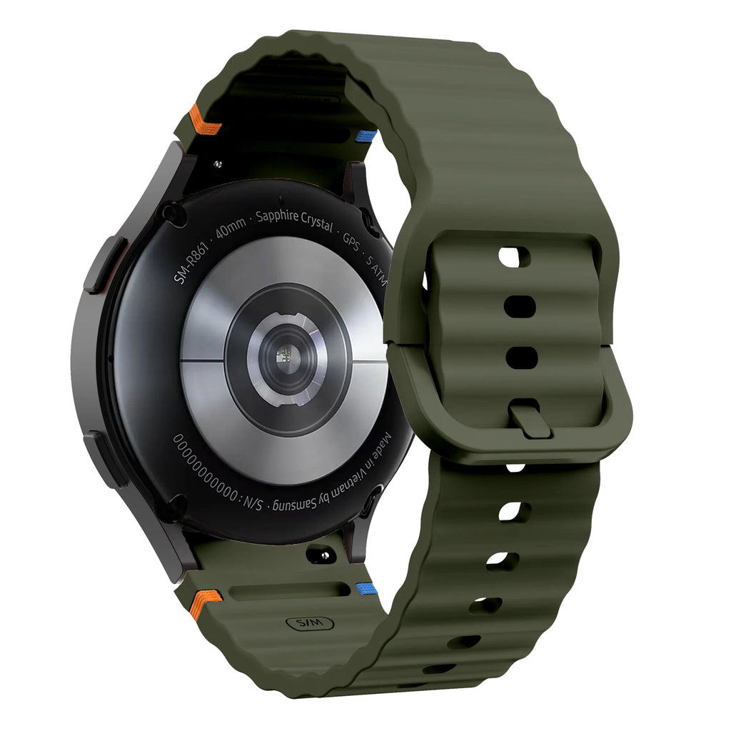 Silicone Watch Band Compatible with Samsung Galaxy Watch 5 Pro Military Green, 45mm