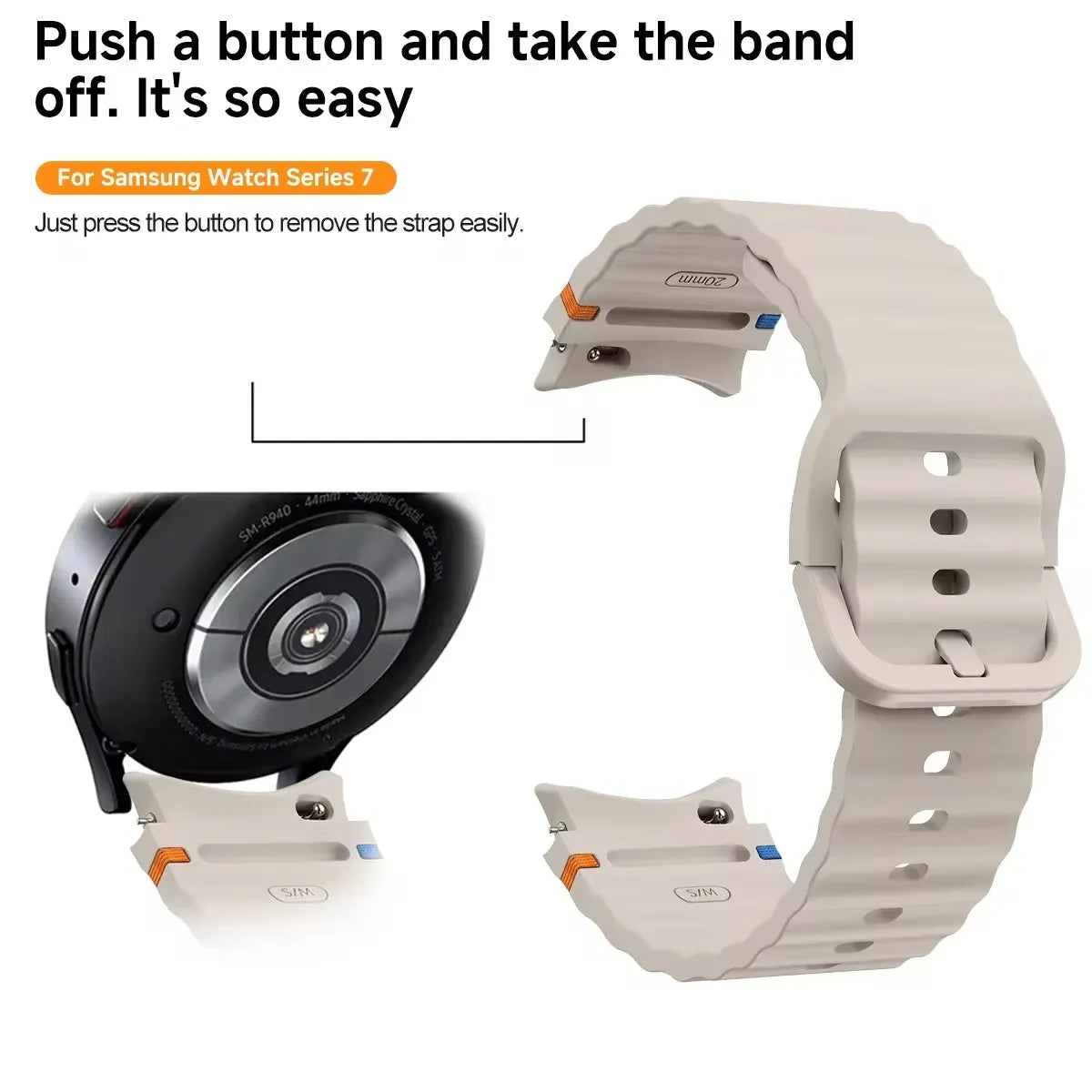 Silicone Watch Band Compatible with Samsung Galaxy Watch 7 FE Starlight