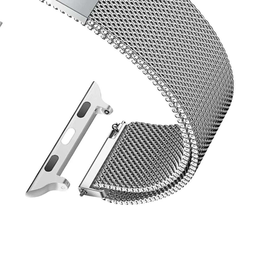 Milanese Watch Band Compatible with Apple Watch Ultra 2 3 Series 11 10 9 8 7 6 5 3 SE Silver, 38mm 40mm 41mm 42mm