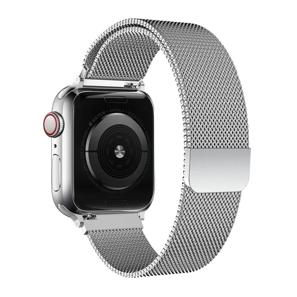 Milanese Watch Band Compatible with Apple Watch Ultra 2 3 Series 11 10 9 8 7 6 5 3 SE Silver, 38mm 40mm 41mm 42mm
