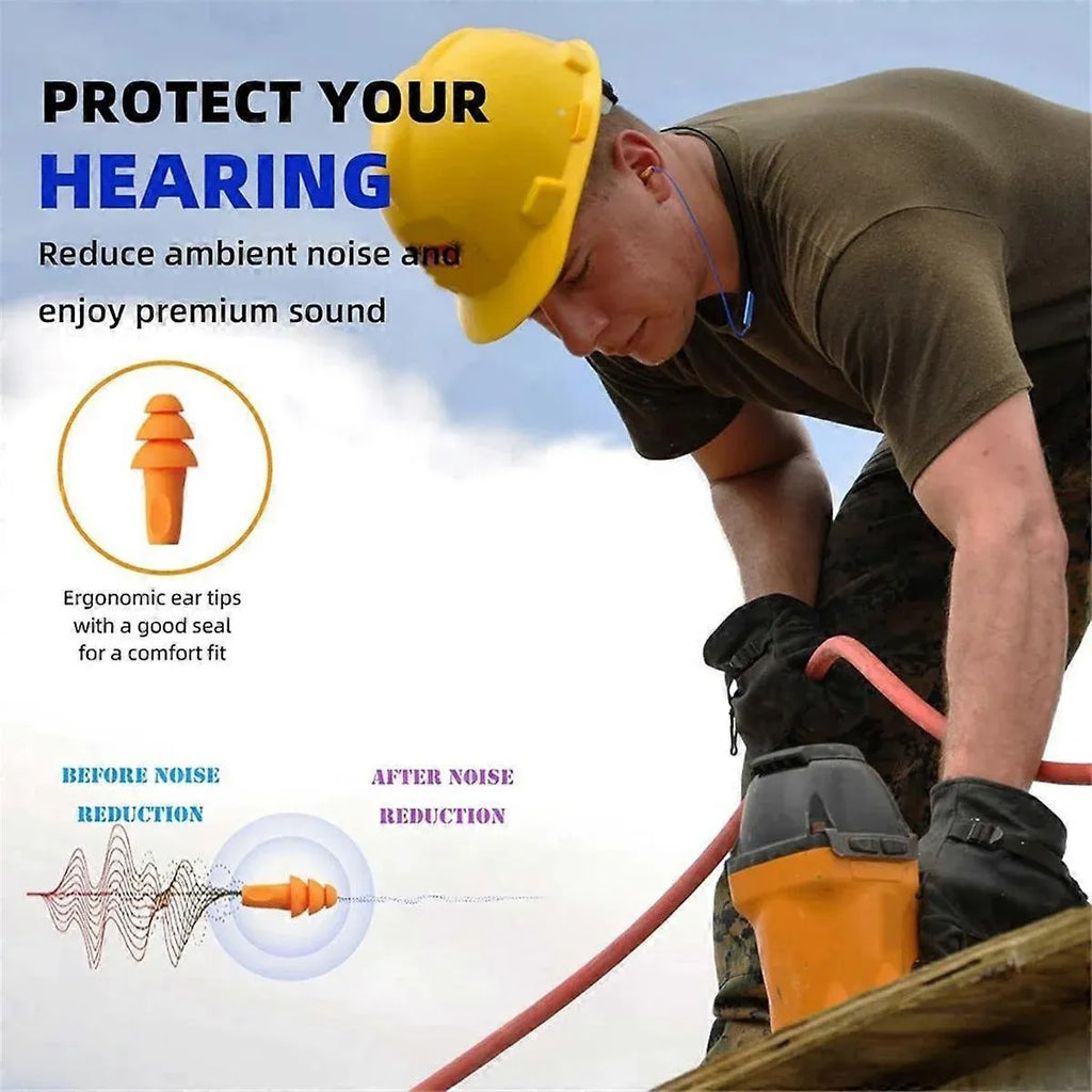 Bluetooth Hearing Protection Earbuds, Noise Cancelling Silicone Earplug Headset for Work, Blue