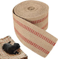 Jute Webbing Tape Roll, Natural Burlap Upholstery Strap for Chair Repair, Red Stitch 3.5 In x 5M