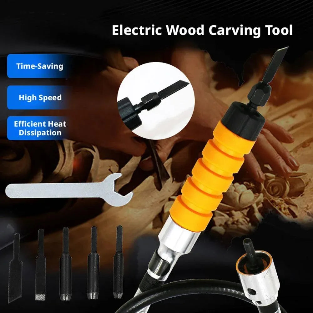Electric Wood Carving Chisel Set, High Speed Power Chisel with 5 Knives for DIY Woodworking