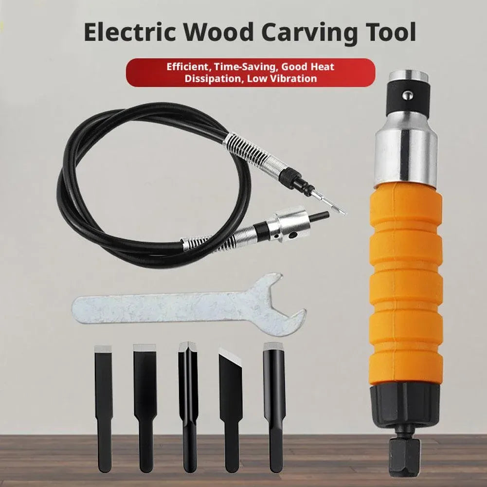 Electric Wood Carving Chisel Set, High Speed Power Chisel with 5 Knives for DIY Woodworking