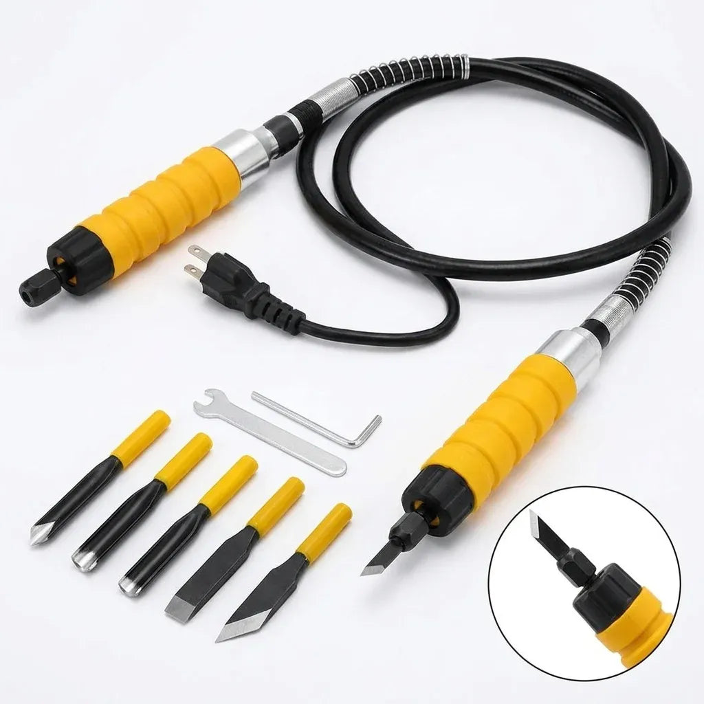 Electric Wood Carving Chisel Set, High Speed Power Chisel with 5 Knives for DIY Woodworking