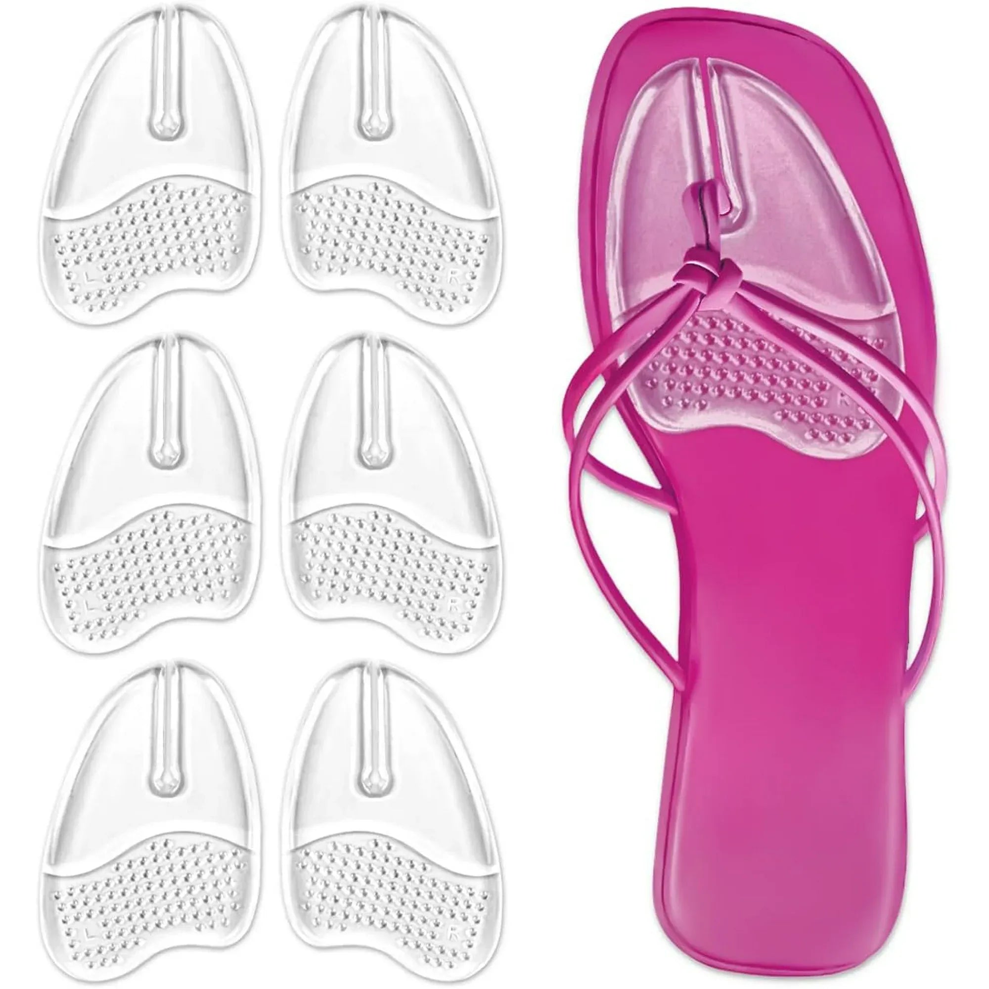 3 Pairs Gel Metatarsal Pads for Flip Flops, Washable Ball of Foot Cushions for Thong Sandals