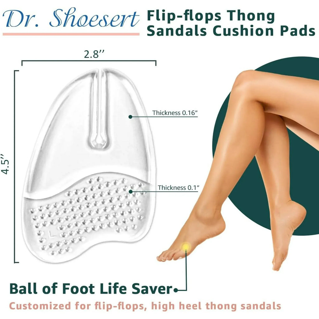 3 Pairs Gel Metatarsal Pads for Flip Flops, Washable Ball of Foot Cushions for Thong Sandals