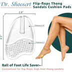 3 Pairs Gel Metatarsal Pads for Flip Flops, Washable Ball of Foot Cushions for Thong Sandals