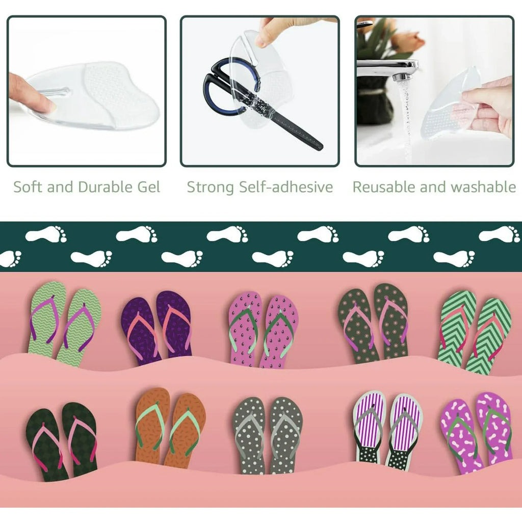 3 Pairs Gel Metatarsal Pads for Flip Flops, Washable Ball of Foot Cushions for Thong Sandals