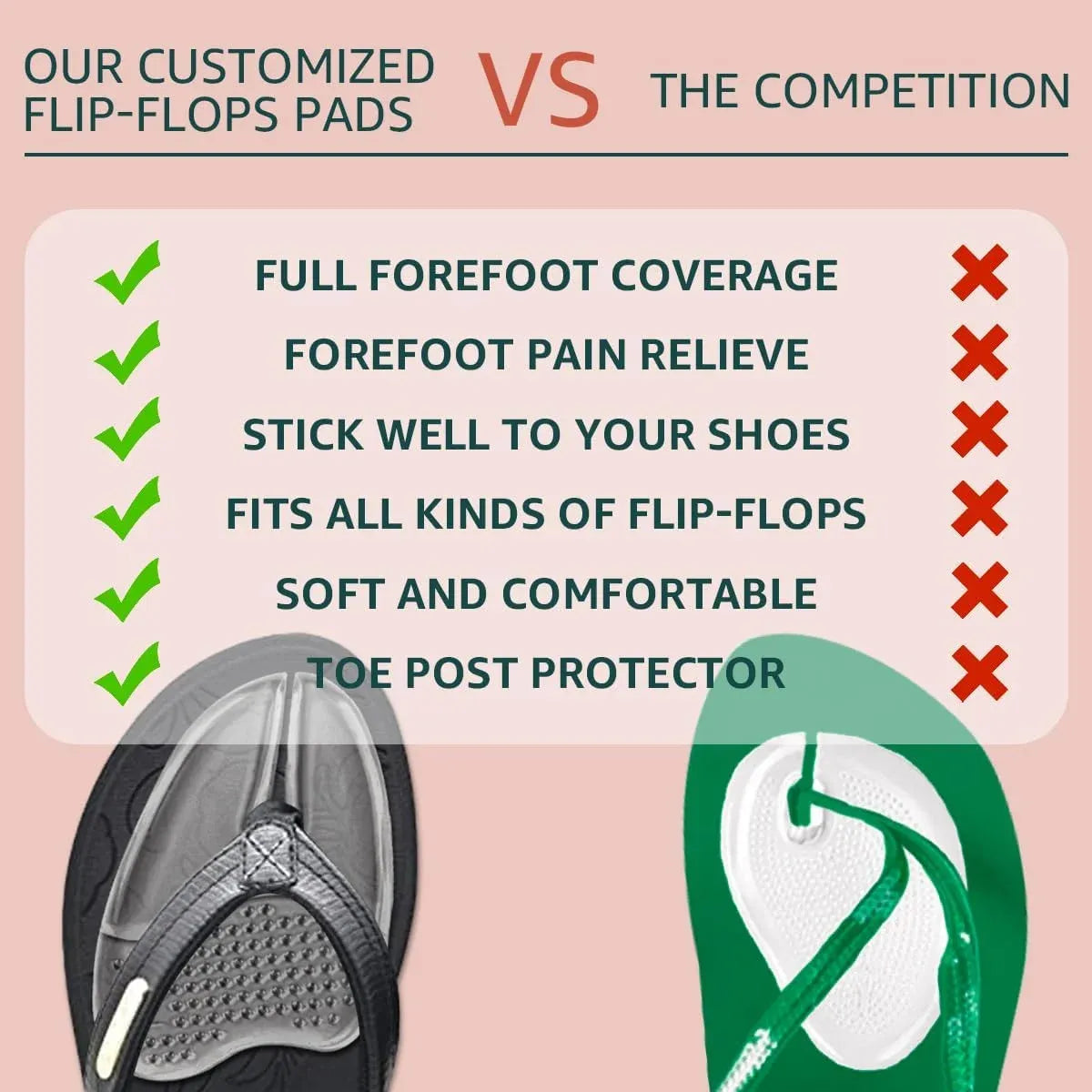 3 Pairs Gel Metatarsal Pads for Flip Flops, Washable Ball of Foot Cushions for Thong Sandals