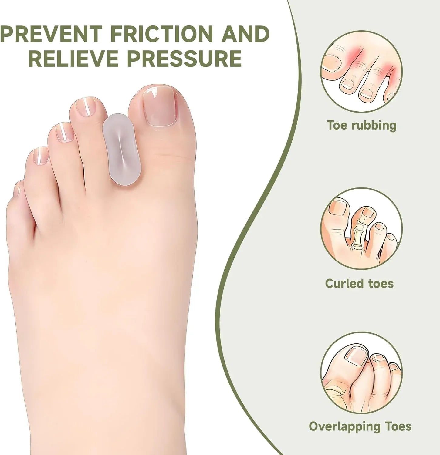 16 Pack Gel Toe Separators, Soft Silicone Toe Spacers for Daily Foot Care, Transparent