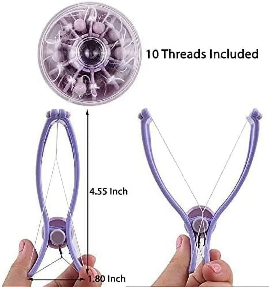 Facial Hair Threading Epilator Kit, Spring Root Hair Remover with 10 Extra Threads for Women