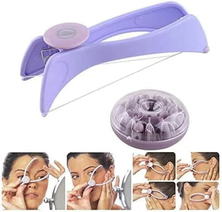 Facial Hair Threading Epilator Kit, Spring Root Hair Remover with 10 Extra Threads for Women
