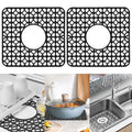 2 Pack Silicone Sink Protector Mats, Anti Slip Heat Resistant Grid Pads, Black 12.2 x 11.5 In