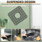 2 Pack Silicone Sink Protector Mats, Anti Slip Heat Resistant Grid Pads, Black 12.2 x 11.5 In