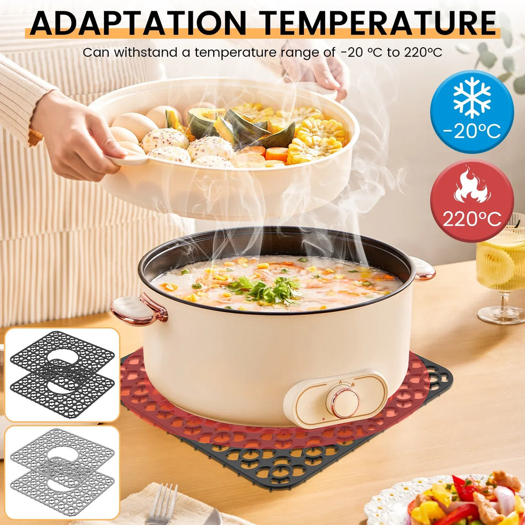 2 Pack Silicone Sink Protector Mats, Anti Slip Heat Resistant Grid Pads, Black 12.2 x 11.5 In