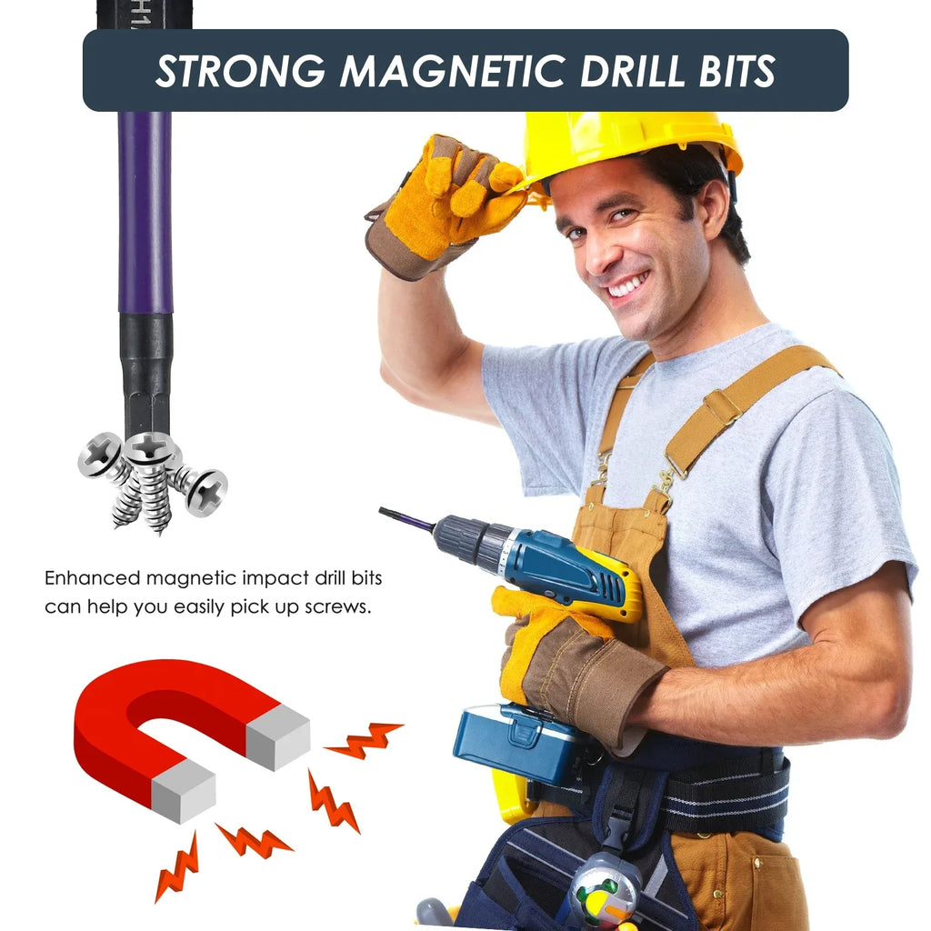 20 Pcs Impact Hex Drill Bit Set, S2 Steel Magnetic SAE Metric Bits for Drivers, 1/4 Inch Shank