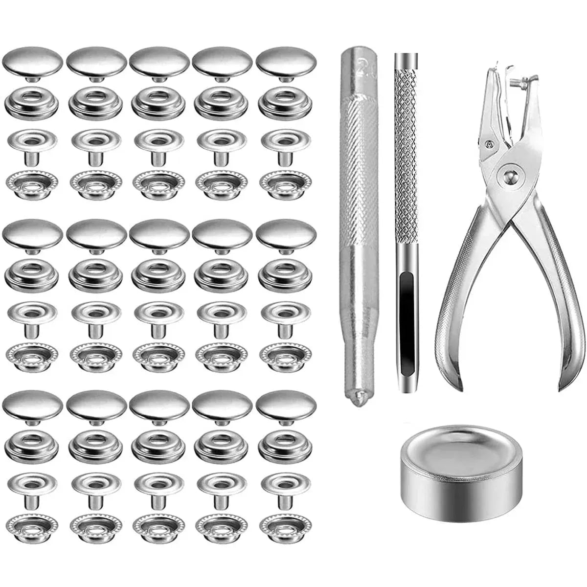 200 Pcs Stainless Steel Snap Fastener Kit, Heavy Duty Press Studs with Pliers for Sewing