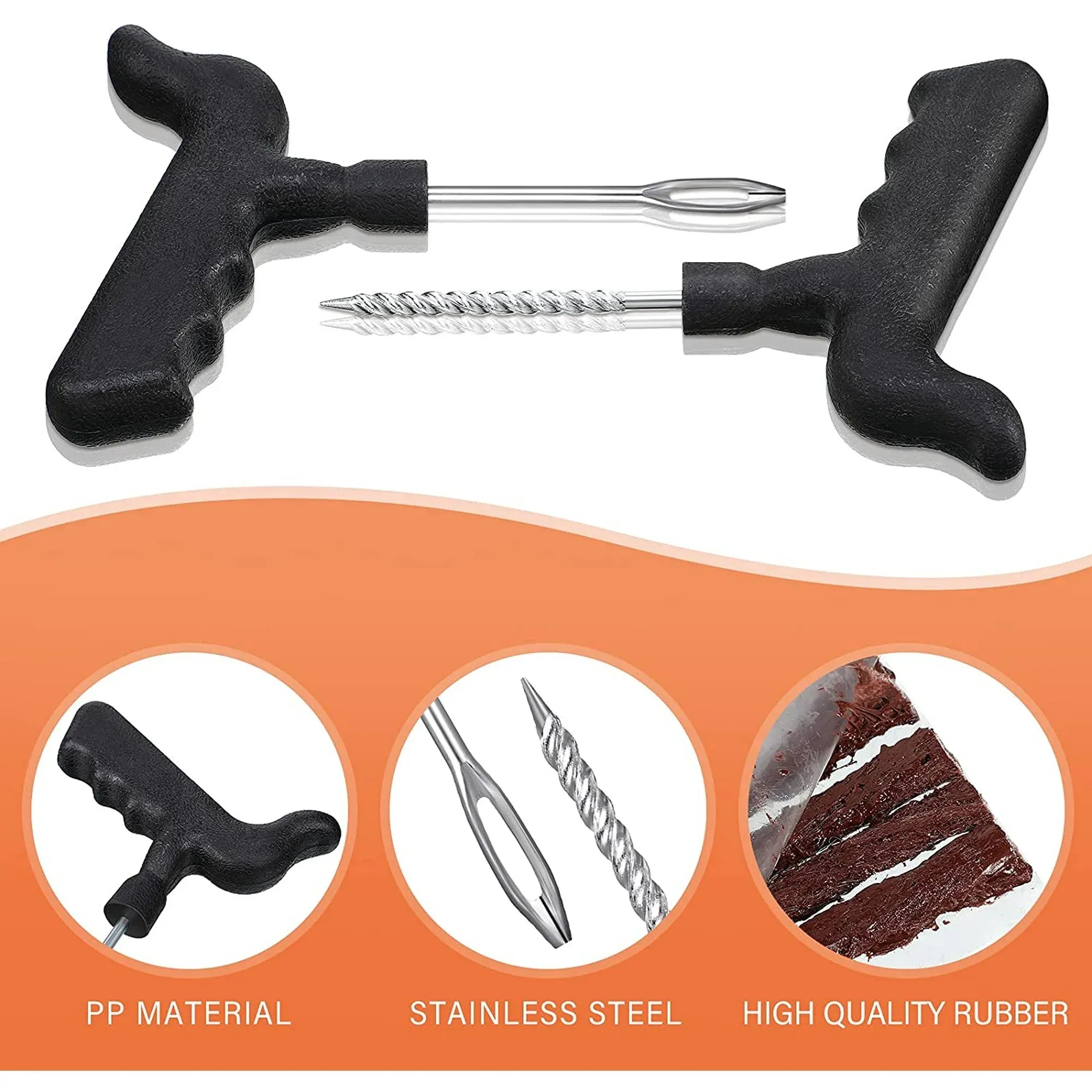32 Pcs Tire Plug Repair Kit, T Handle Tools and Rubber Strings for Tubeless Tires Cars Trucks