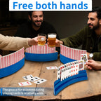4 Pcs Playing Card Holders, Curved Non Slip Hands Free Card Racks for Kids Seniors, Navy Blue