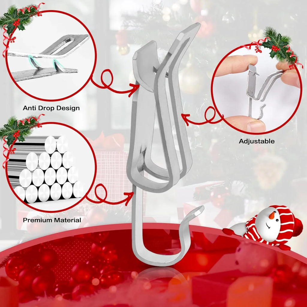 50 Pcs Metal Christmas Light Clips, Durable Gutter Hooks for Roof Shingles String Lights, Silver