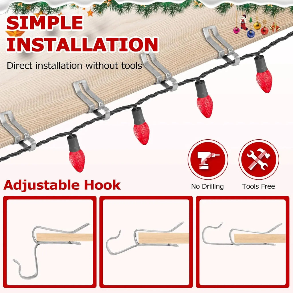 50 Pcs Metal Christmas Light Clips, Durable Gutter Hooks for Roof Shingles String Lights, Silver