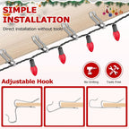 50 Pcs Metal Christmas Light Clips, Durable Gutter Hooks for Roof Shingles String Lights, Silver