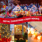 50 Pcs Metal Christmas Light Clips, Durable Gutter Hooks for Roof Shingles String Lights, Silver