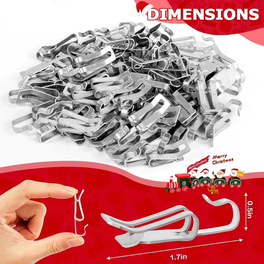 50 Pcs Metal Christmas Light Clips, Durable Gutter Hooks for Roof Shingles String Lights, Silver