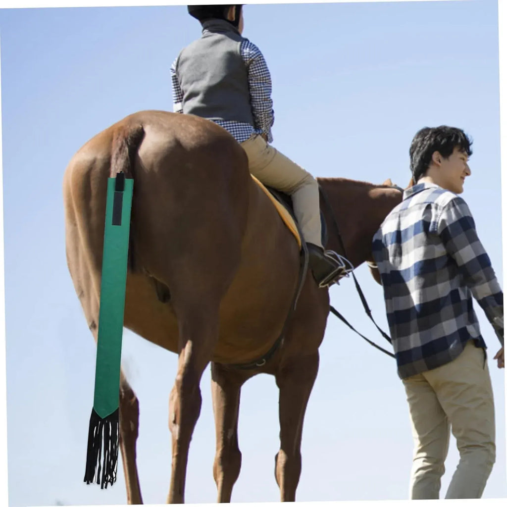 4 Pack Horse Tail Bags, Non Woven Tail Wraps with Fastener Fringe, Black Red Blue Green
