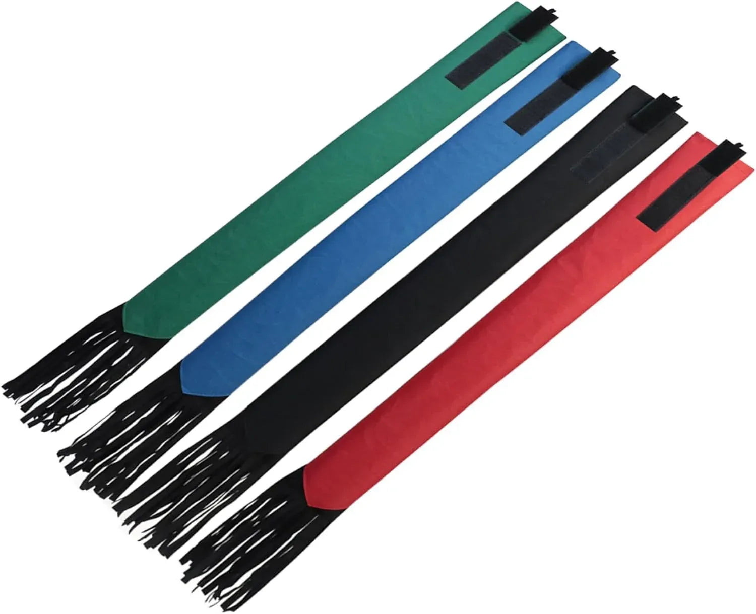 4 Pack Horse Tail Bags, Non Woven Tail Wraps with Fastener Fringe, Black Red Blue Green