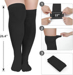 Plus Size Thigh High Socks, Rainbow Striped Over Knee Stockings for Cosplay Party, One Size