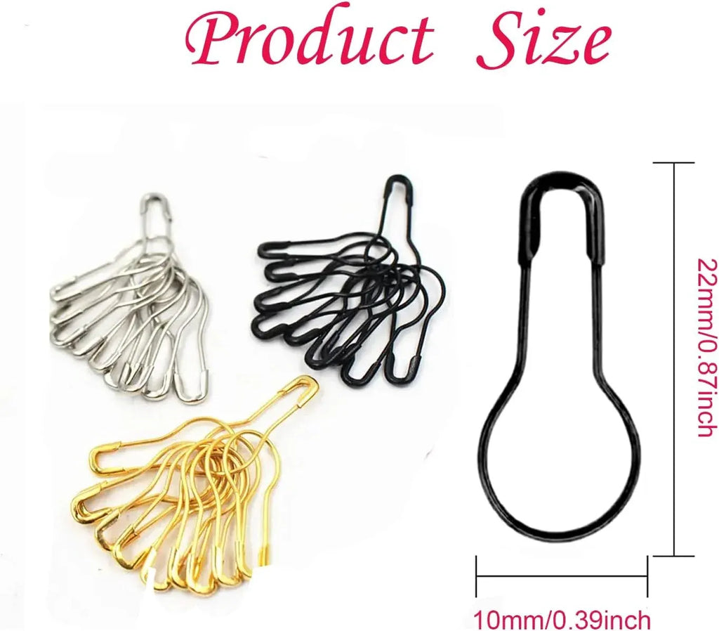 1000 Pcs Metal Gourd Safety Pins, 0.8 Inch Clothing Craft Tailor DIY Accessory Pins, Black