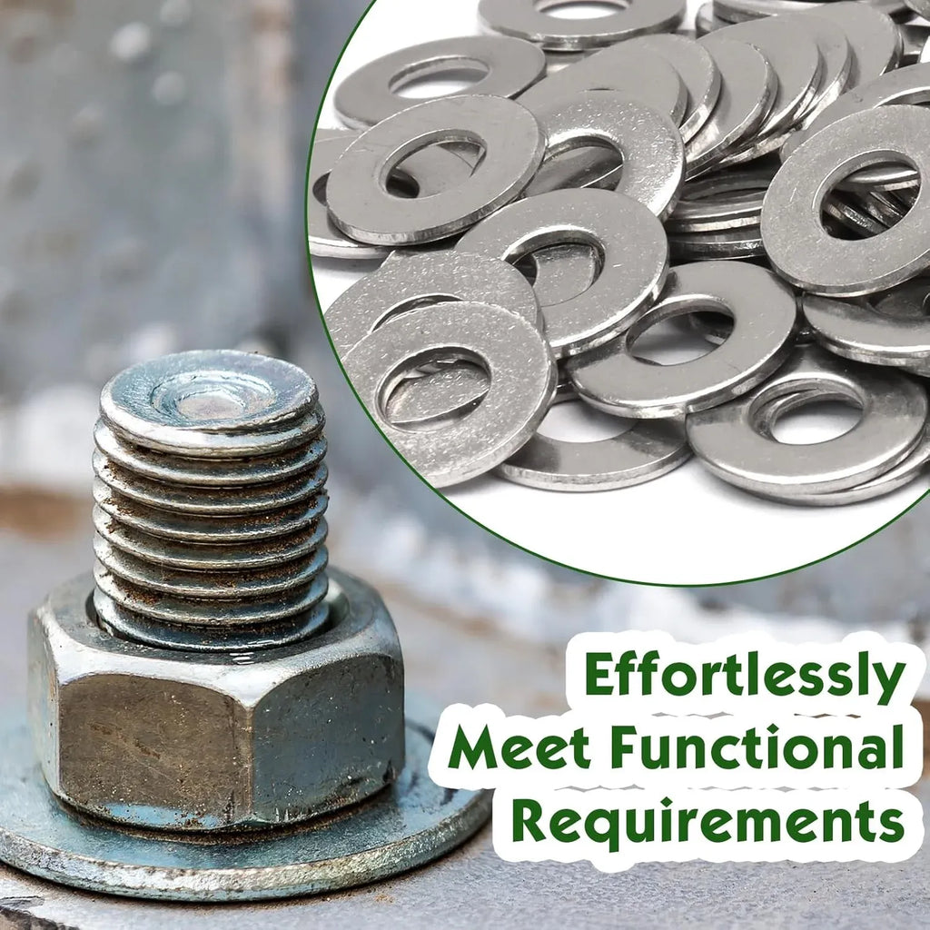 100 Pcs 1/4 Inch Flat Washers, 304 Stainless Steel Anti Rust Washers for Screws Bolts