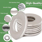 100 Pcs 1/4 Inch Flat Washers, 304 Stainless Steel Anti Rust Washers for Screws Bolts