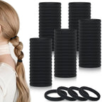100 Pcs Hair Ties for Thick Hair, Seamless Nylon Elastic Ponytail Holders for Women Girls, Black