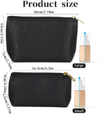 2 Pack Makeup Bag Set, PU Cosmetic Pouches with Zipper Large Opening for Travel, Black