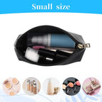 2 Pack Makeup Bag Set, PU Cosmetic Pouches with Zipper Large Opening for Travel, Black