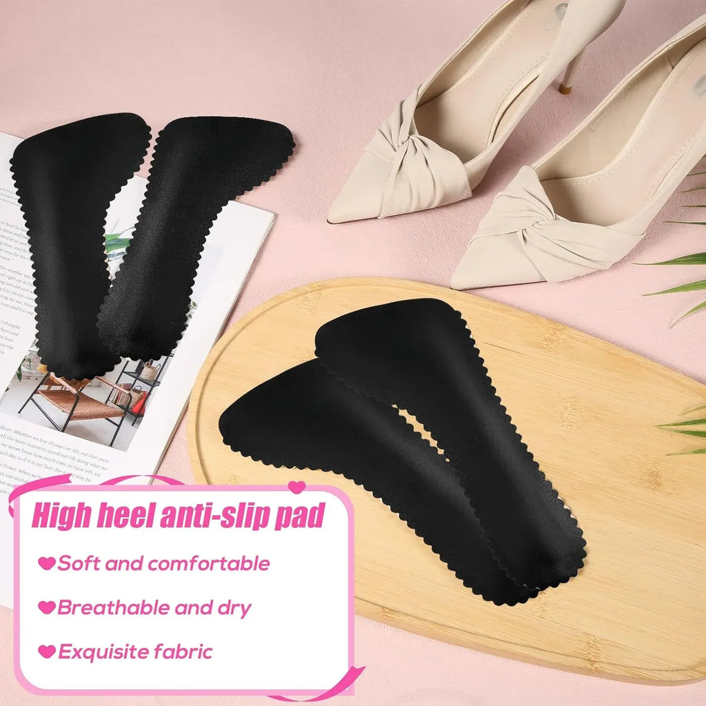 2 Pairs High Heel Inserts, Adhesive PU Cushion Insoles with Arch Support for Sandals Pumps, Black