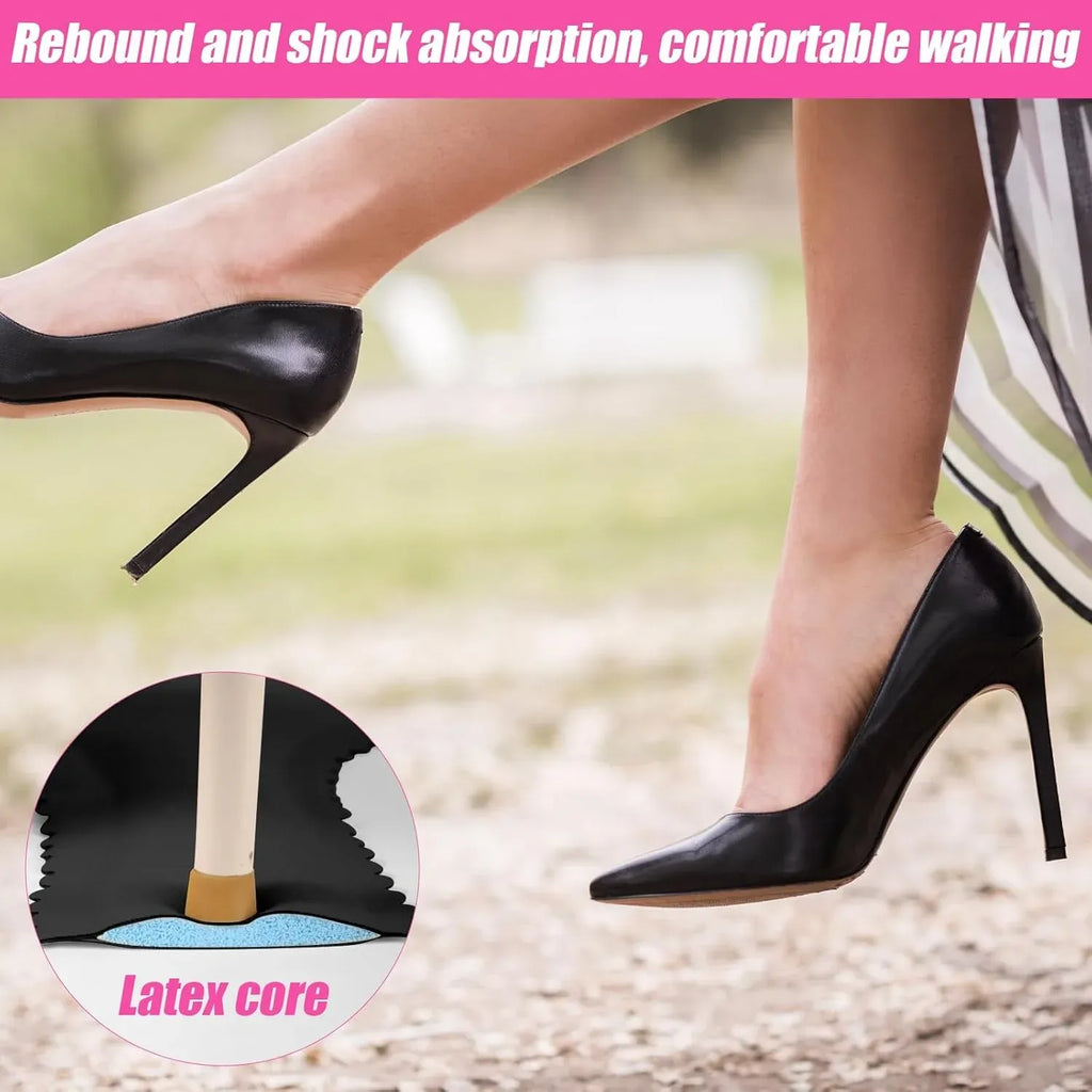 2 Pairs High Heel Inserts, Adhesive PU Cushion Insoles with Arch Support for Sandals Pumps, Black