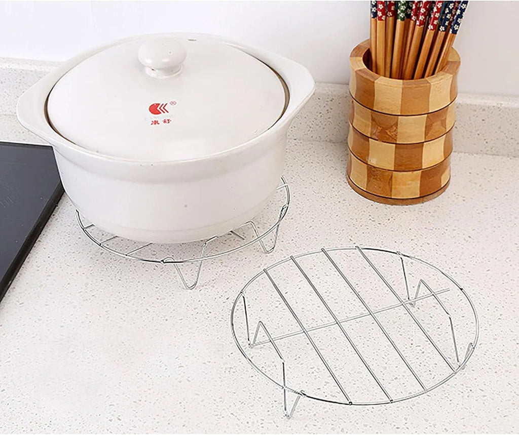 2 Pcs Stainless Steel Steaming Rack Set, Round Trivet Cooling Stand for Pot Pressure Cooker, 5.9 Inch
