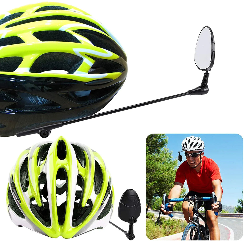 2 Pcs Bike Helmet Mirrors, 360 Degree Adjustable Convex Rear View Mirrors for Cycling, Black